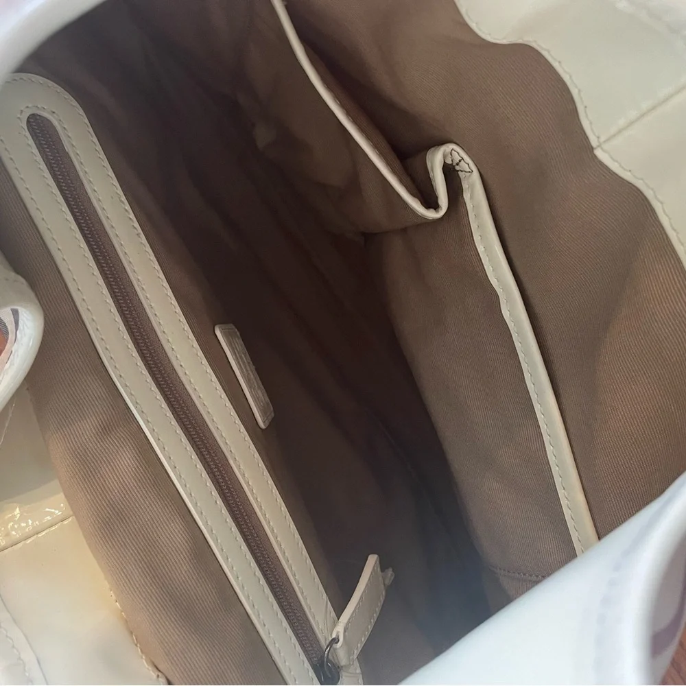 Burberry Cream and Tan Plaid Hobo Bag